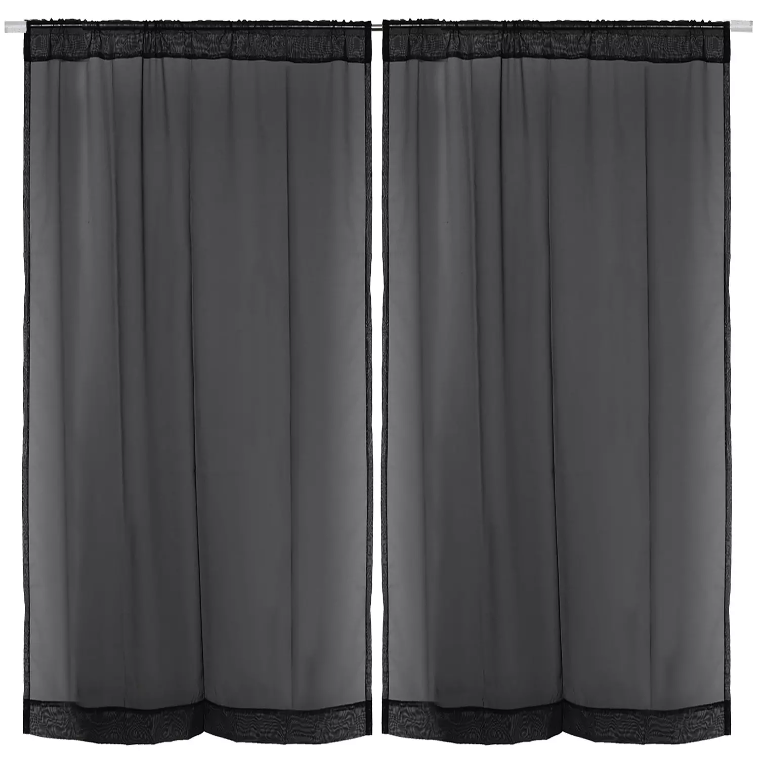 Two semi-sheer voile panels with rod pocket, 54"x84", black