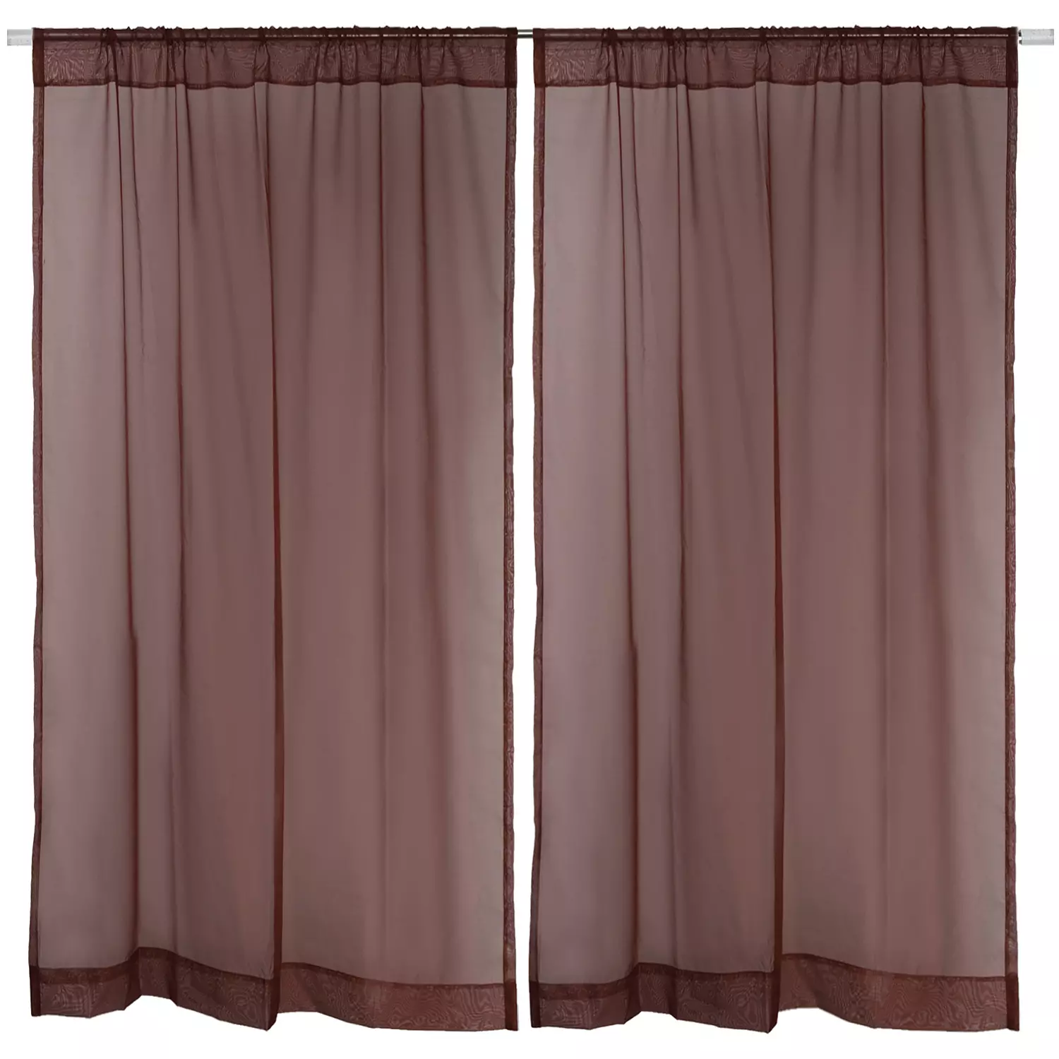 Two semi-sheer voile panels with rod pocket, 54"x84", dark