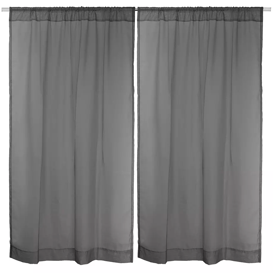 Two semi-sheer voile panels with rod pocket, 54"x84", grey