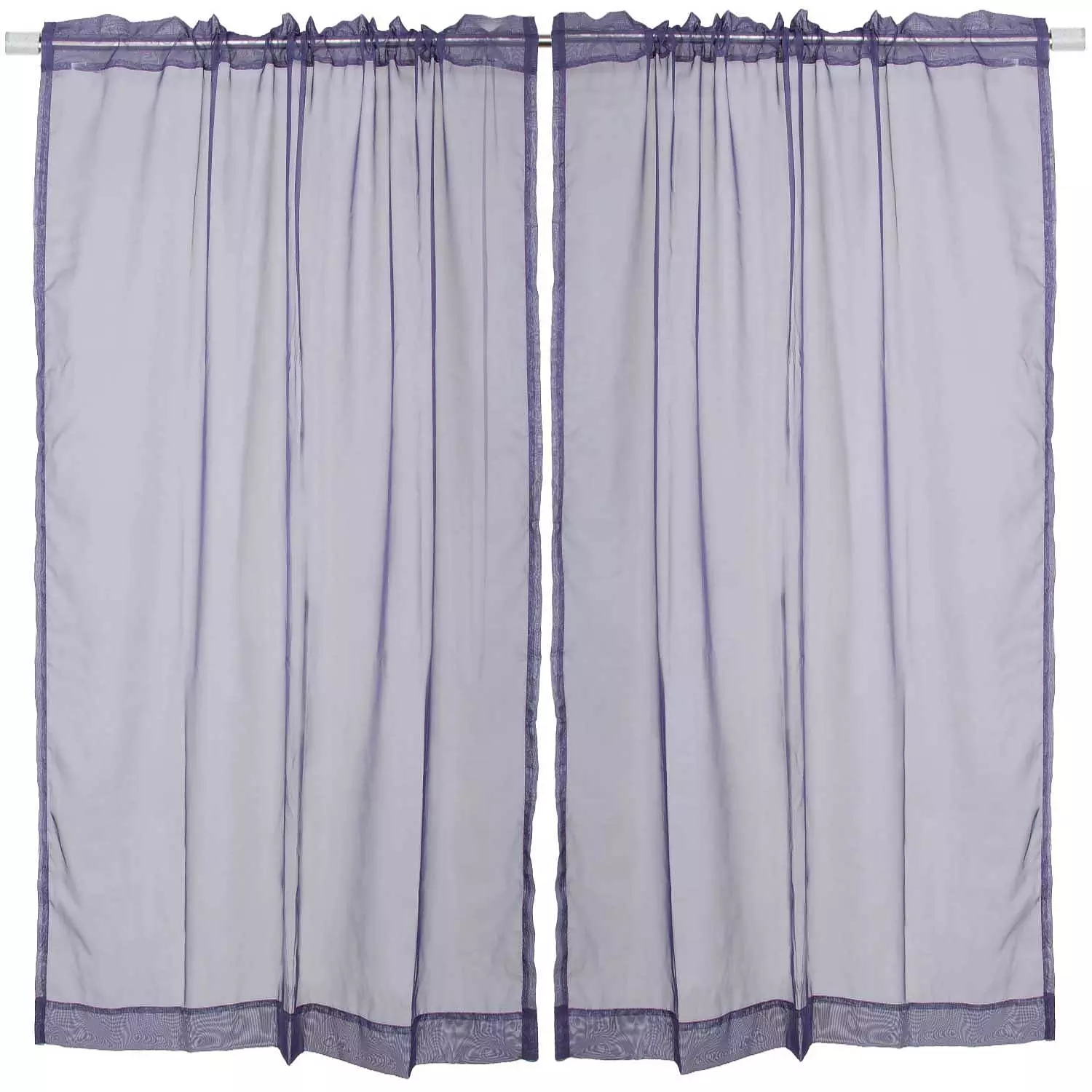 Two semi-sheer voile panels with rod pocket, 54"x84", navy