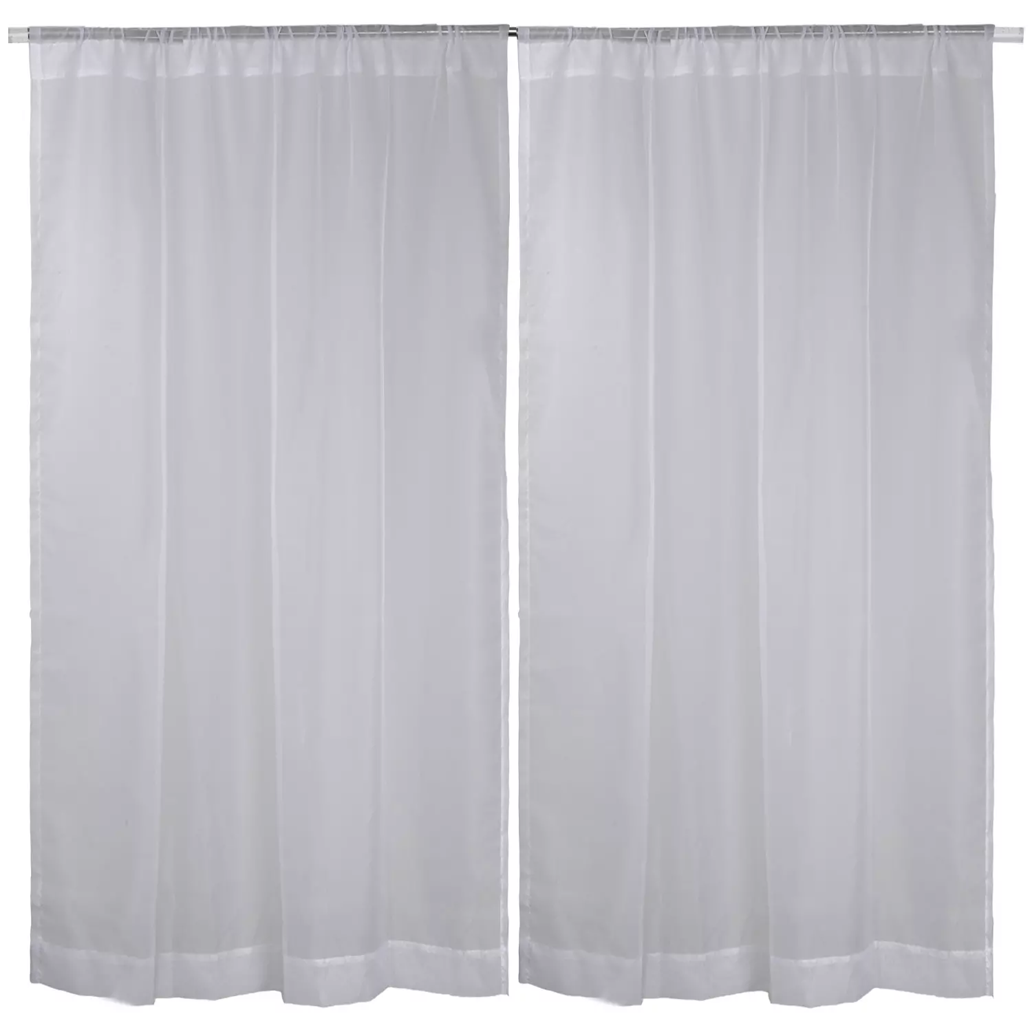 Two semi-sheer voile panels with rod pocket, 54"x84", white