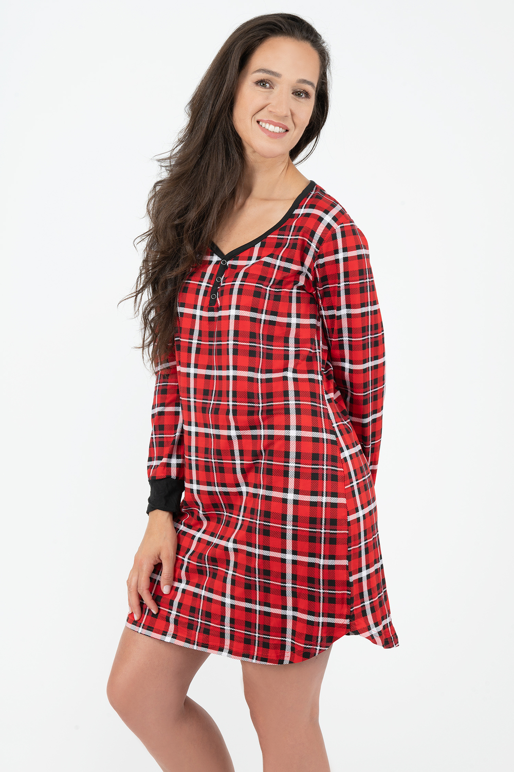 Ultra soft nightgown, red & black plaid            plaid