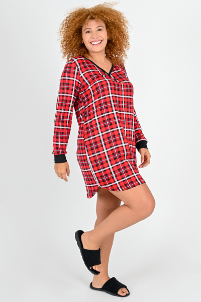 Ultra soft nightgown, red & black plaid - Plus Size