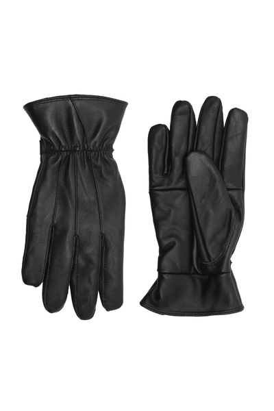 Unisex faux leather gloves, black