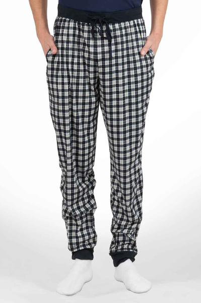 Urban Addiction - Pantalon de pyjama jogger en tricot extensible, carreaux noir et blanc