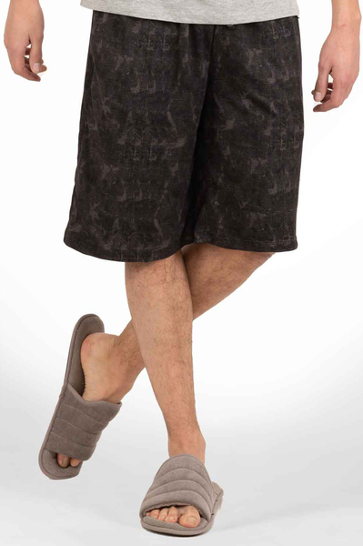 Urban Addiction - Stretch knit pajama shorts, black pixel print