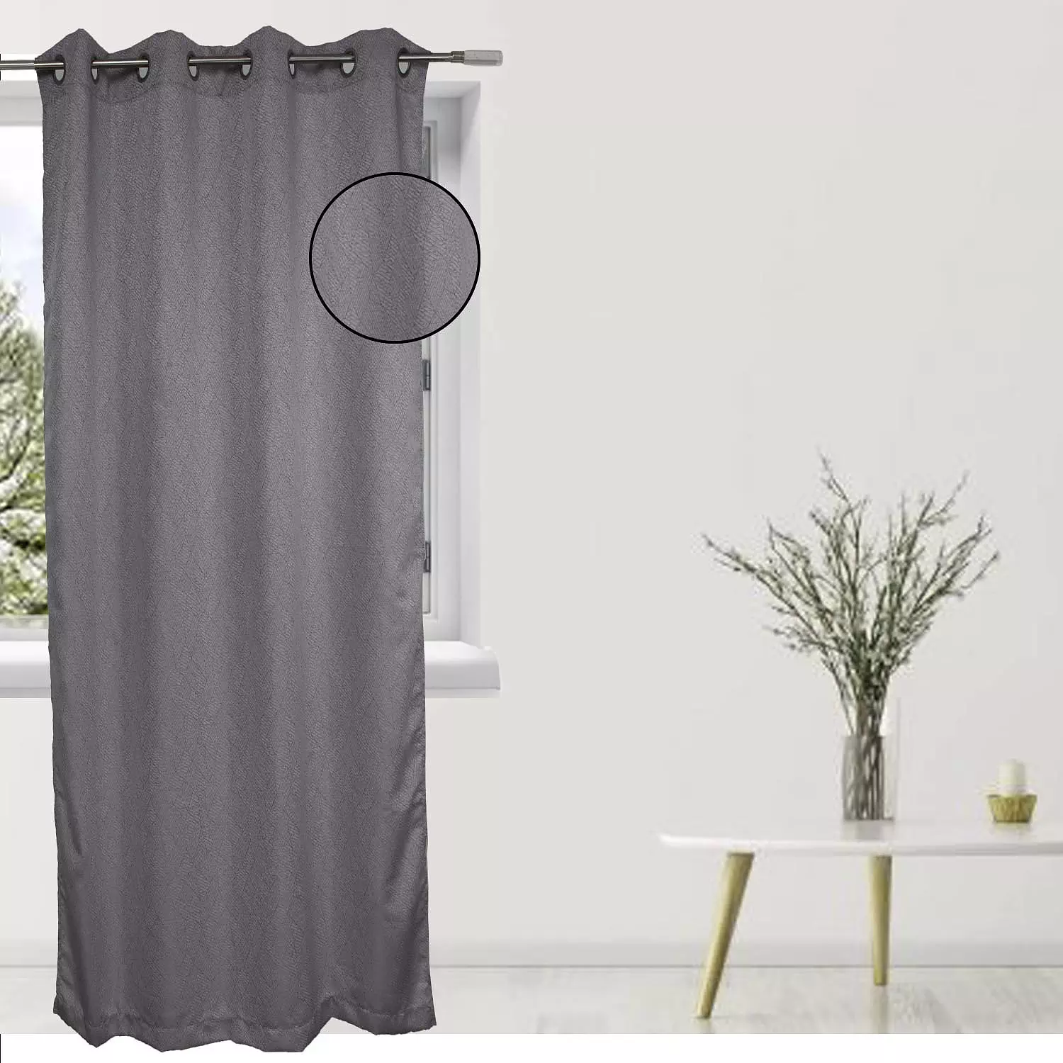 Vania, jacquard curtain with metal grommets, 54"x84", grey