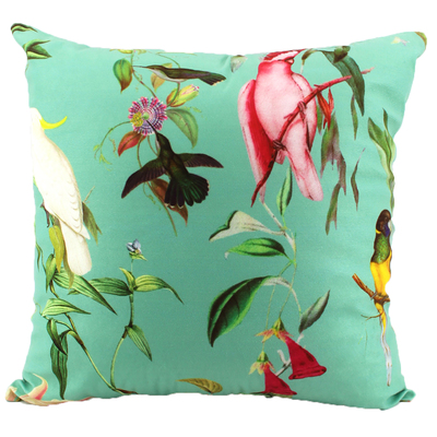 Velvet-feel decorative cushion, 17.5"x17.5" - Hummingbirds