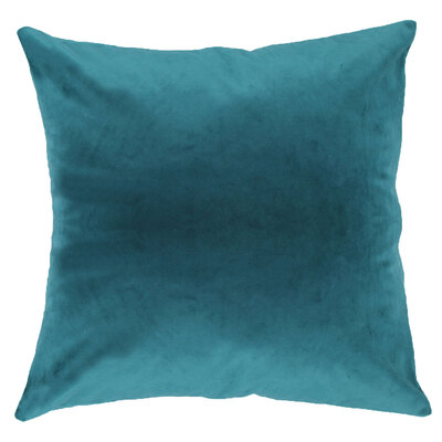 Velvet-feel decorative cushion, 18"x18" - Turquoise