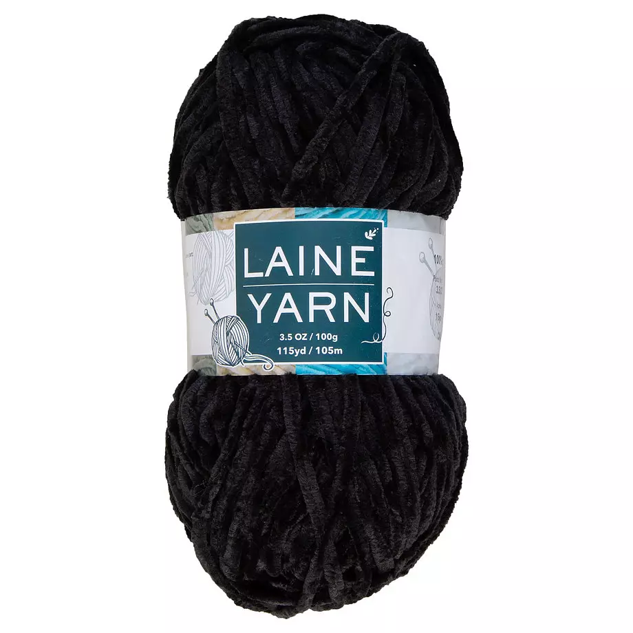 Velvet polyester yarn, black, 100g