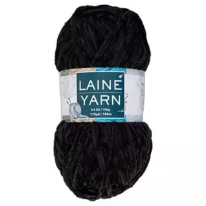 Velvet polyester yarn, black, 100g