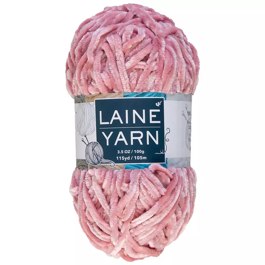 Velvet polyester yarn, blush, 100g