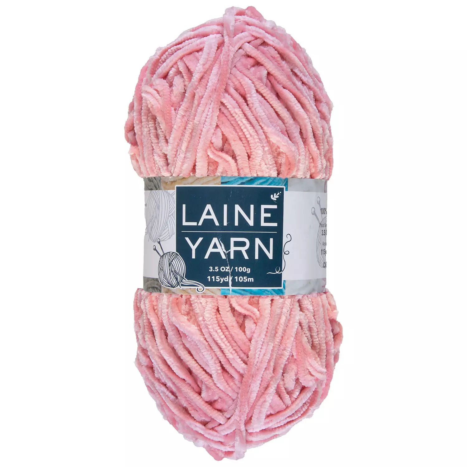 Velvet polyester yarn, light pink, 100g