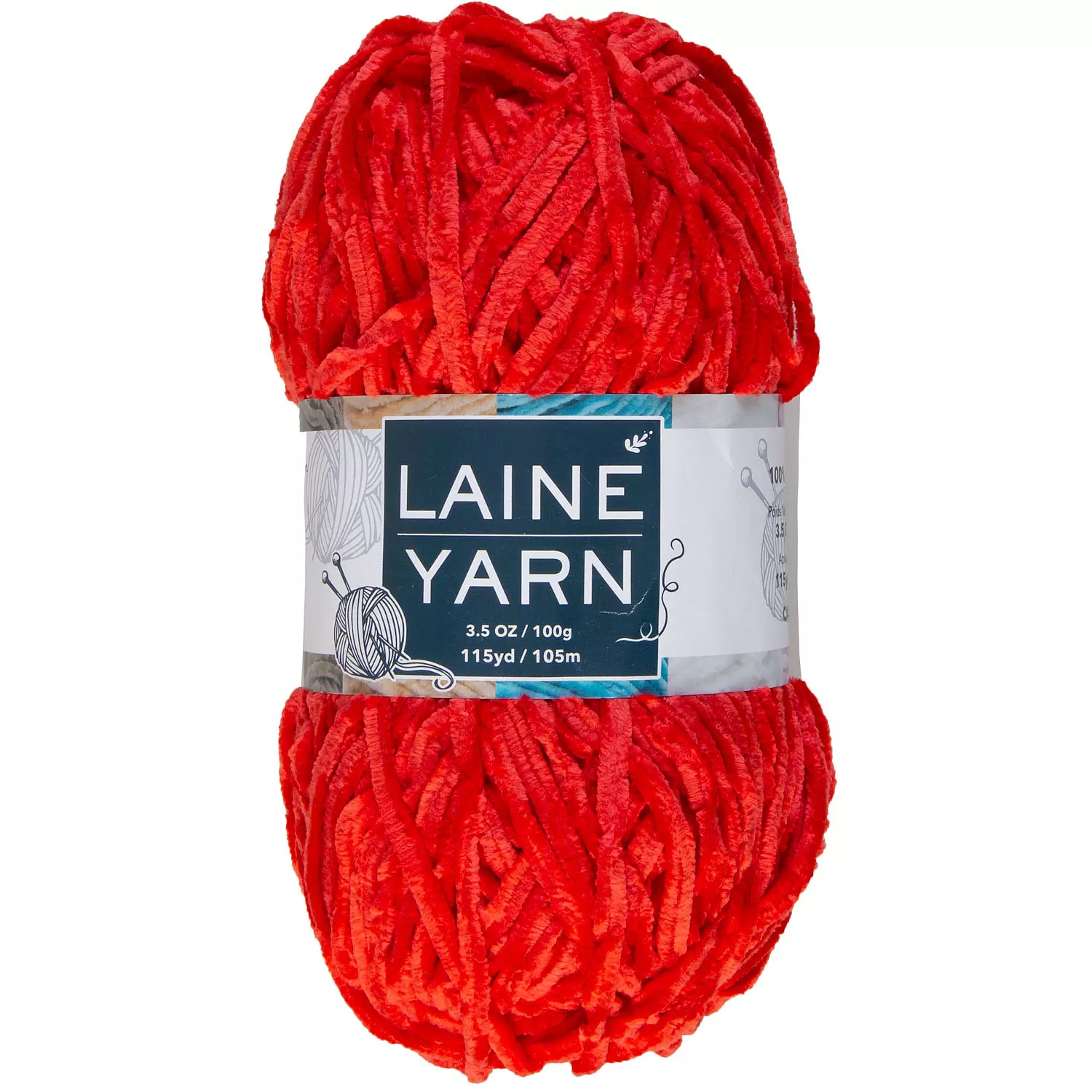 Velvet polyester yarn, red, 100g