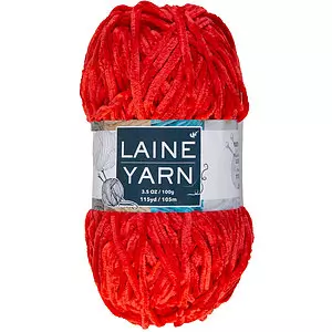 Velvet polyester yarn, red, 100g
