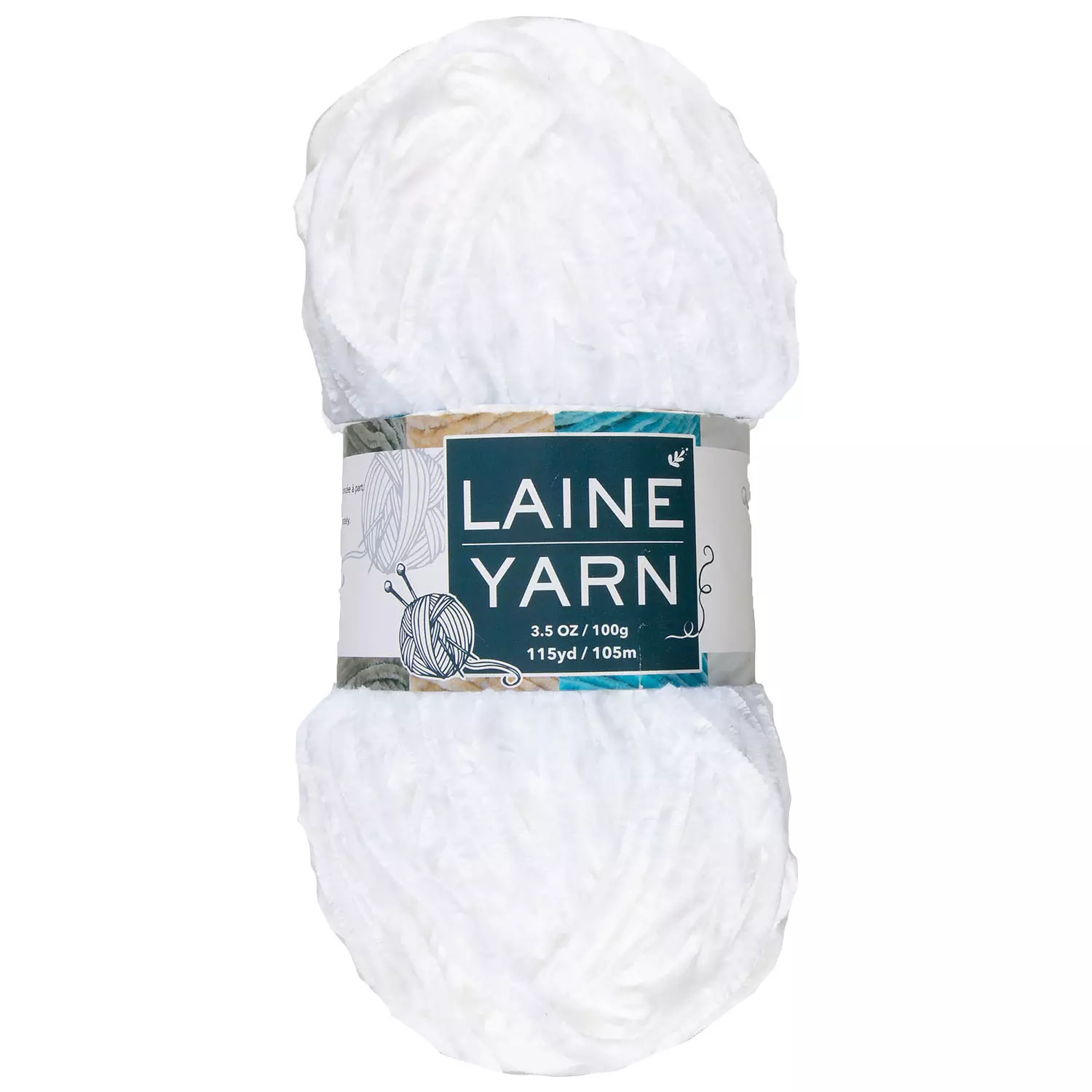 Velvet polyester yarn, white, 100g