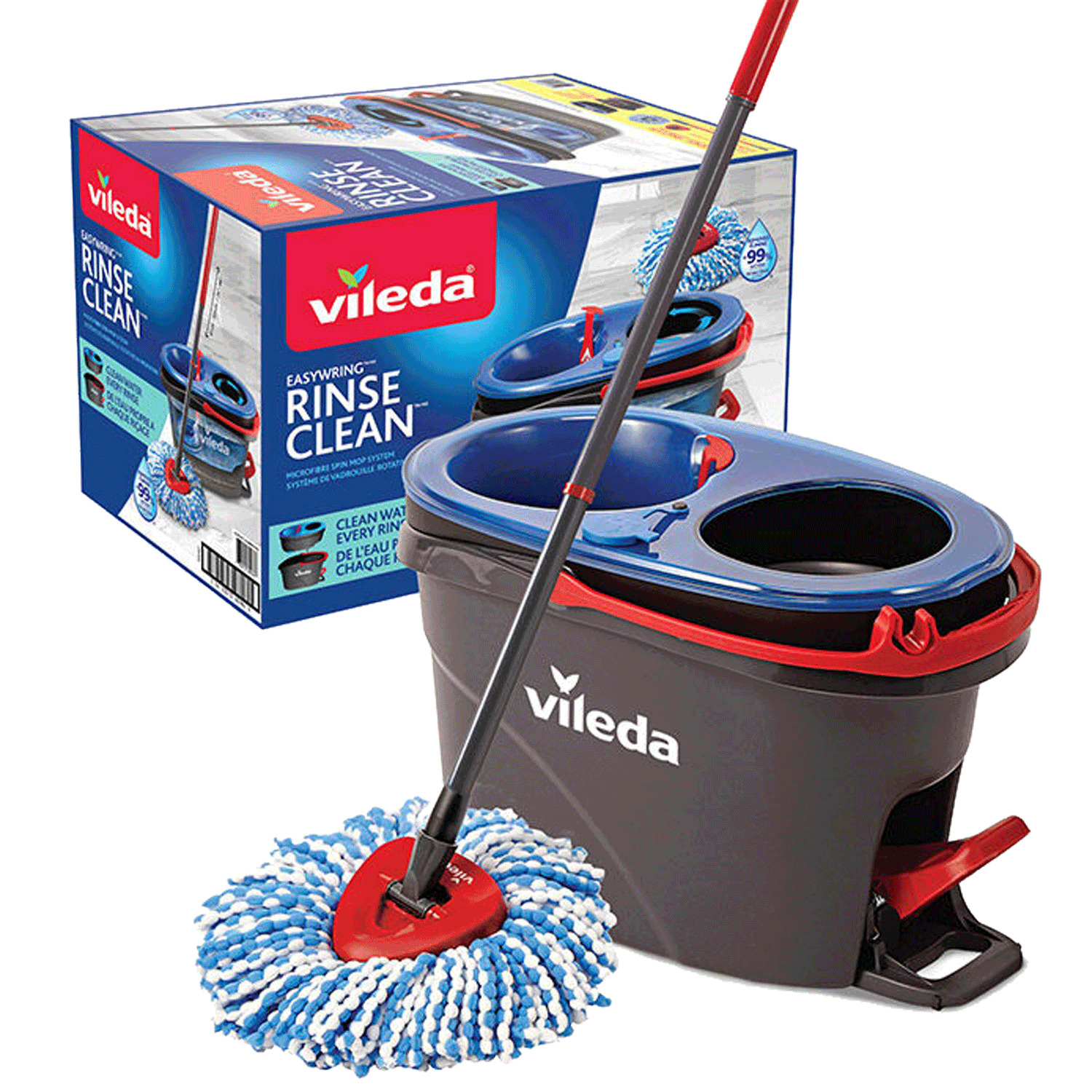 Vileda EasyWring RinseClean - Système de vadrouille et d'essoreuse rotative à 2 réservoirs