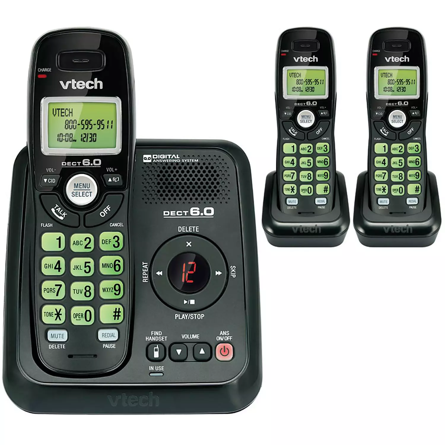 VTech - Téléphone sans fil à 3 combinés avec répondeur