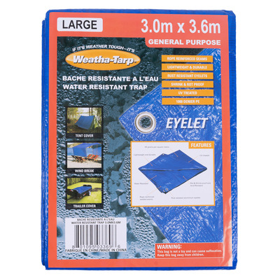 Water-resistant tarp with eyelet - 3.0m x 3.6m