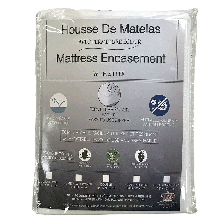 Waterproof zippered mattress encasement - Twin