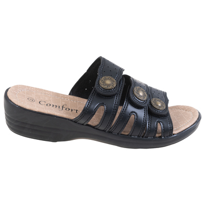 Wedge slip-on sandals with adjustable straps - Black