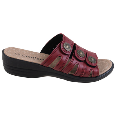 Wedge slip-on sandals with adjustable straps - Red
