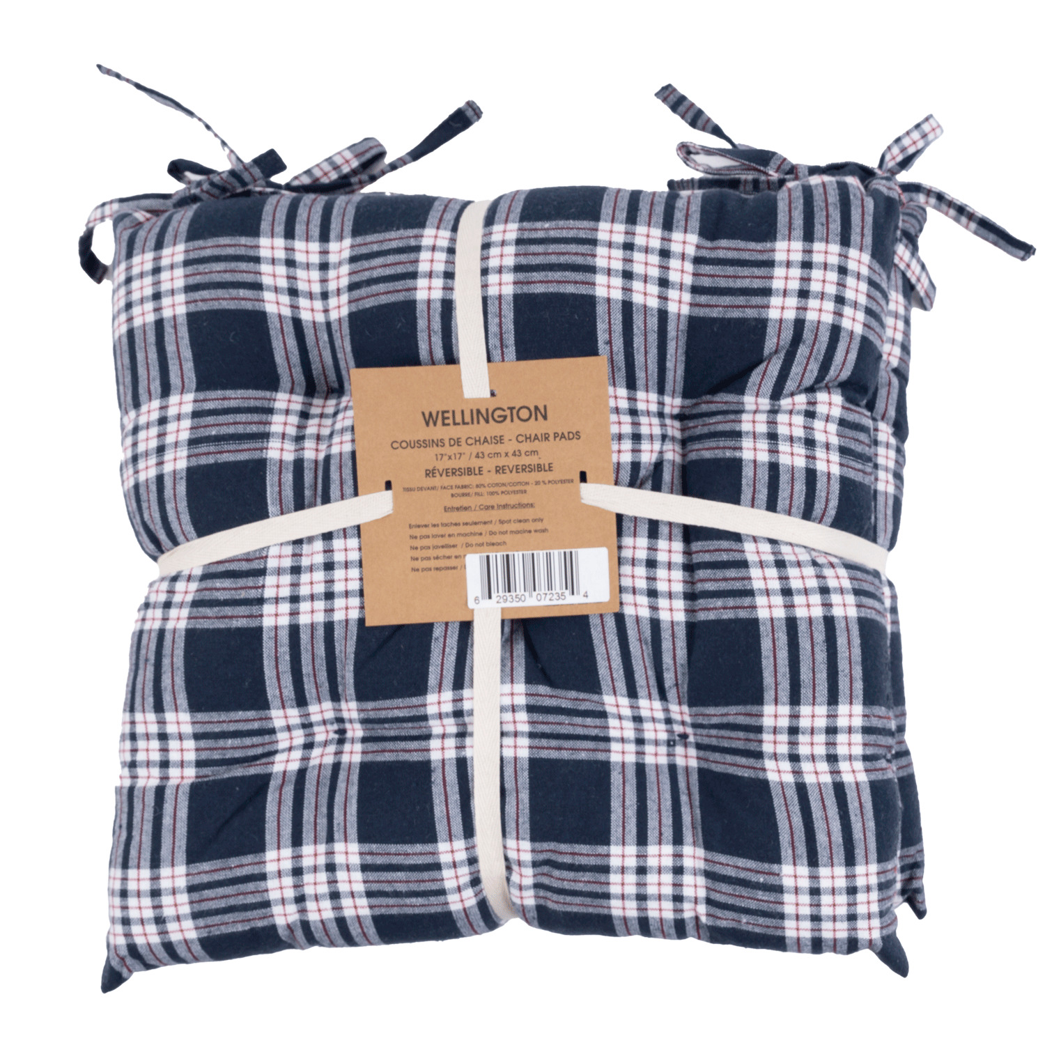 Wellington - Set of 2 tartan chair cushions, 17"x17"