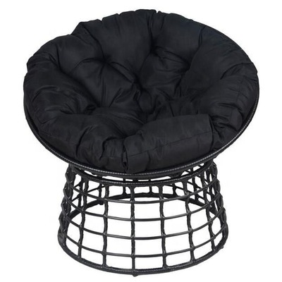 Wicker papasan chair with black cushion
