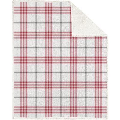 Winter plaid throw blanket with sherpa backing, 48"x60"