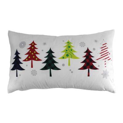 Winter themed decorative cushion, 10"x18" - XMas trees