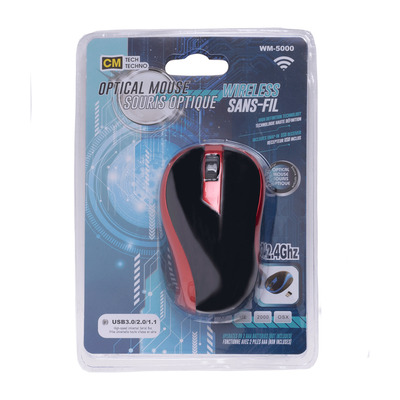 Wireless optical mouse, 2.4Ghz, Black/Red