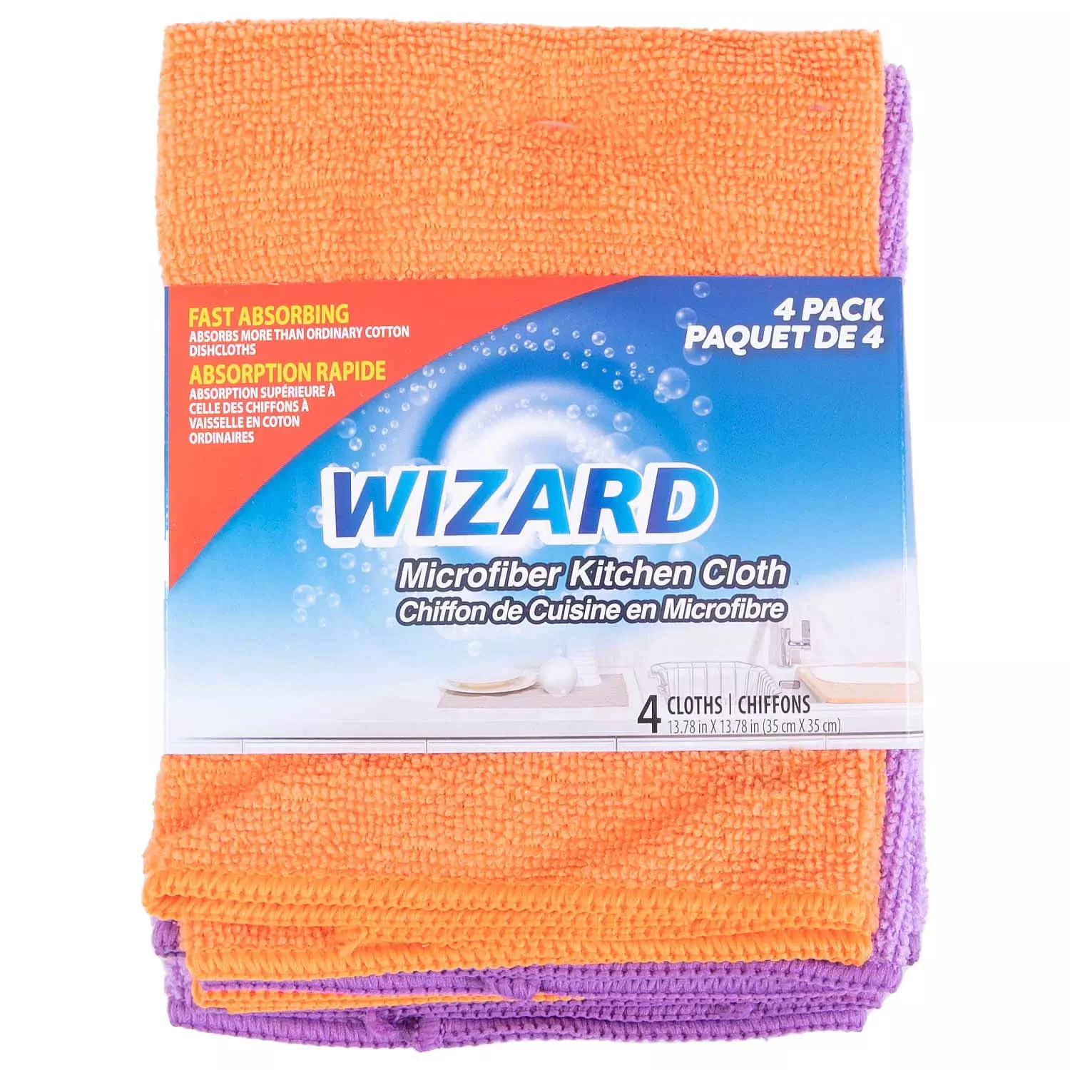 Wizard - Microfiber kitchen cloths, pk. of 4, orange & purple