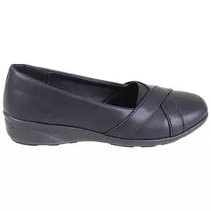 Women's crisscross strap wedge comfort shoe, black