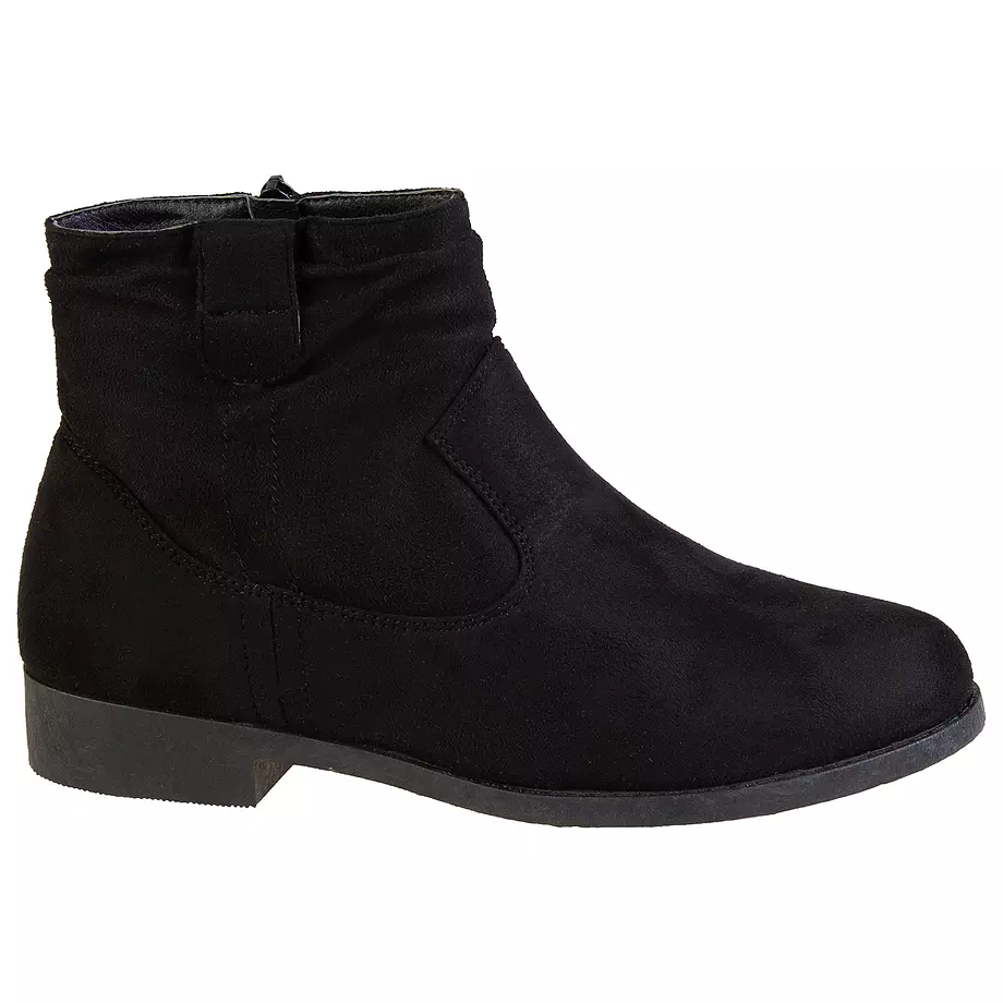 Women's slouch ankle boots with side tabs, black, size 6