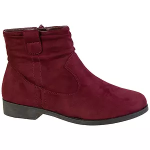 Women's slouch ankle boots with side tabs, burgundy
