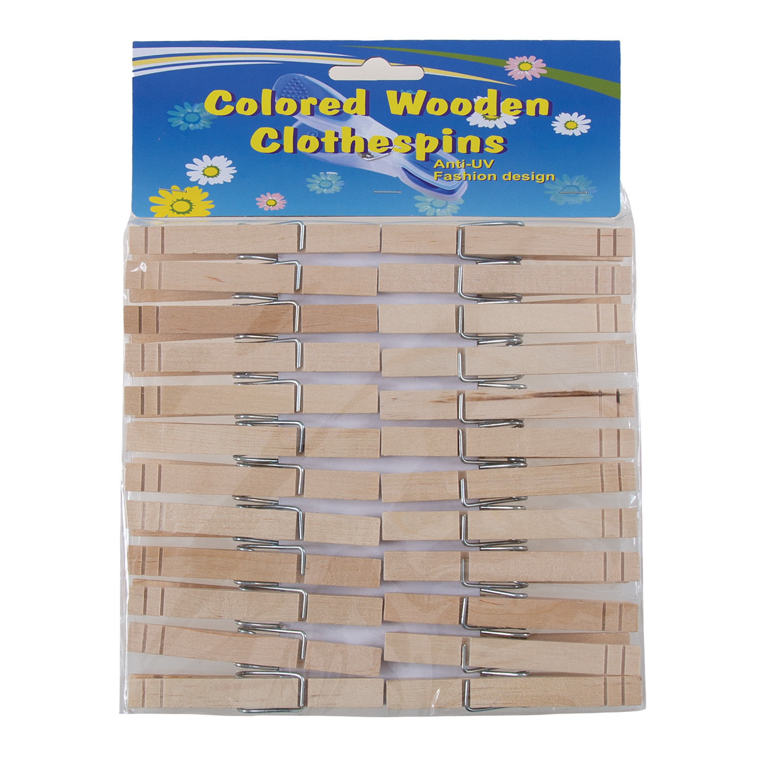 Wood clothespins with spring, pk. of 24