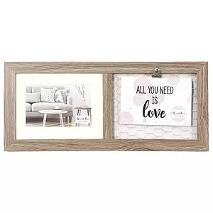 Wooden photo collage frame, 2 photos and clip