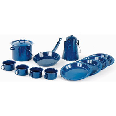 World Famous - Blue enamel campware set, 13 pcs