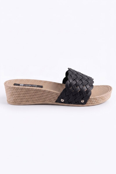 Woven strap comfort slide, Black