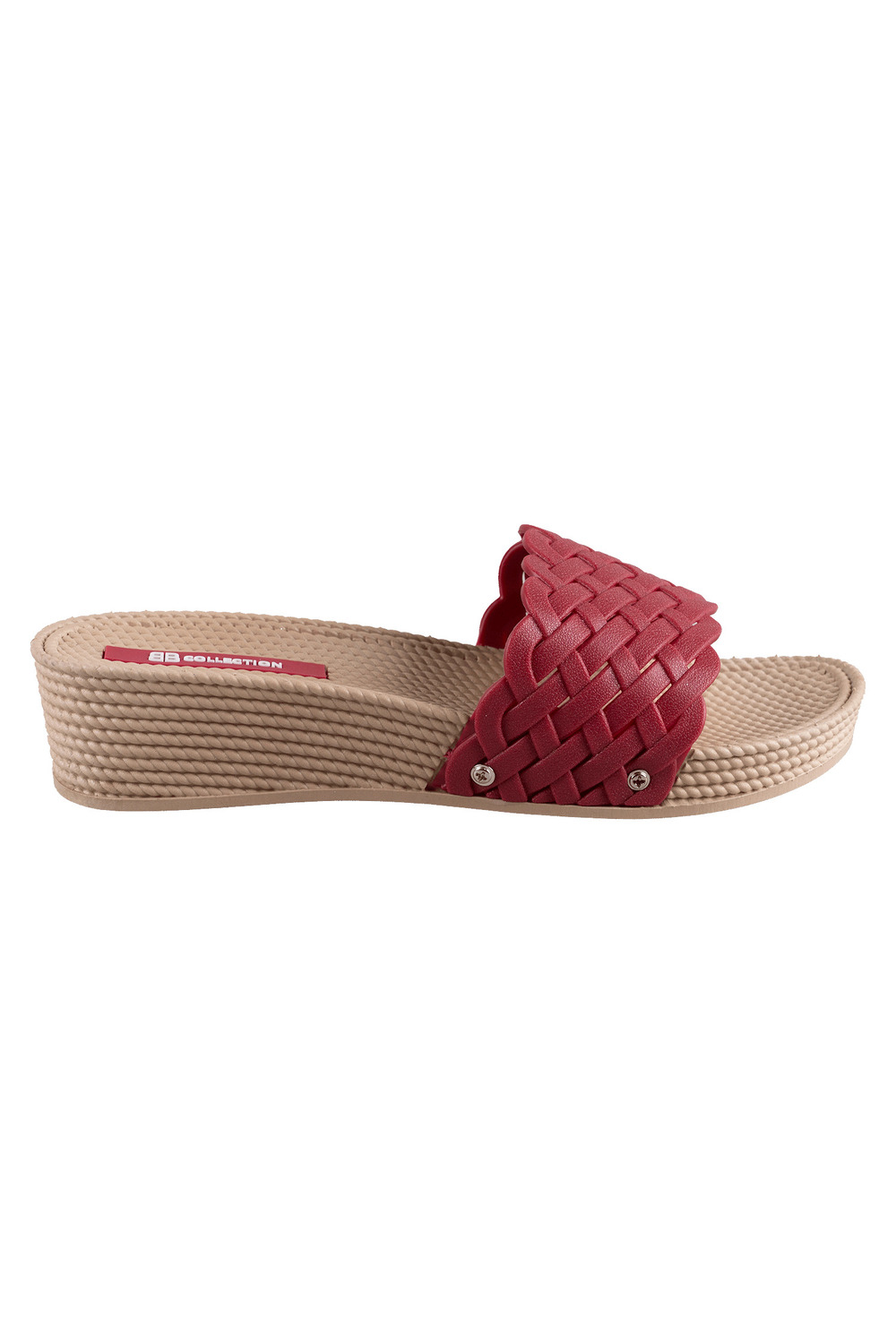 Woven strap comfort slide, Red