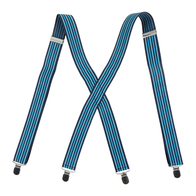 X-Back adjustable clip-on suspenders - Blue stripes