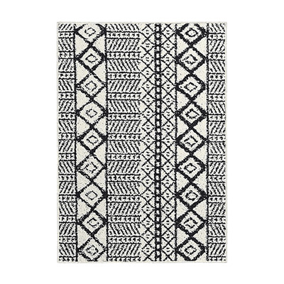 YALI Collection - Ivory & Black accent mat, 2'x3'