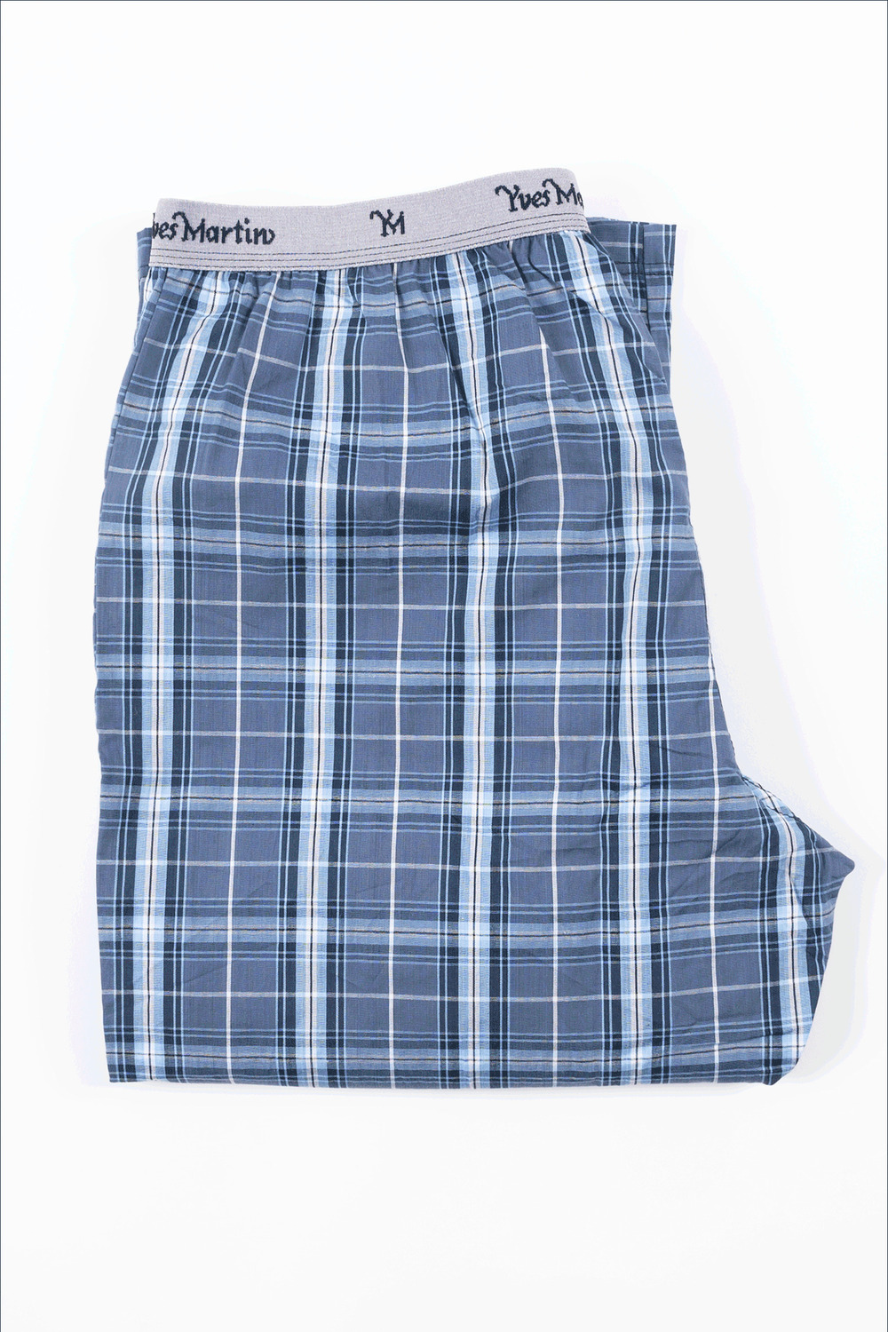 Yves Martin - Flannel sleep pants, blue plaid - Plus Size. Colour