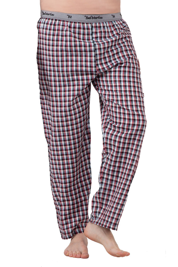 Yves Martin - Men's sleep pants, red/black plaid, extra large (XL)