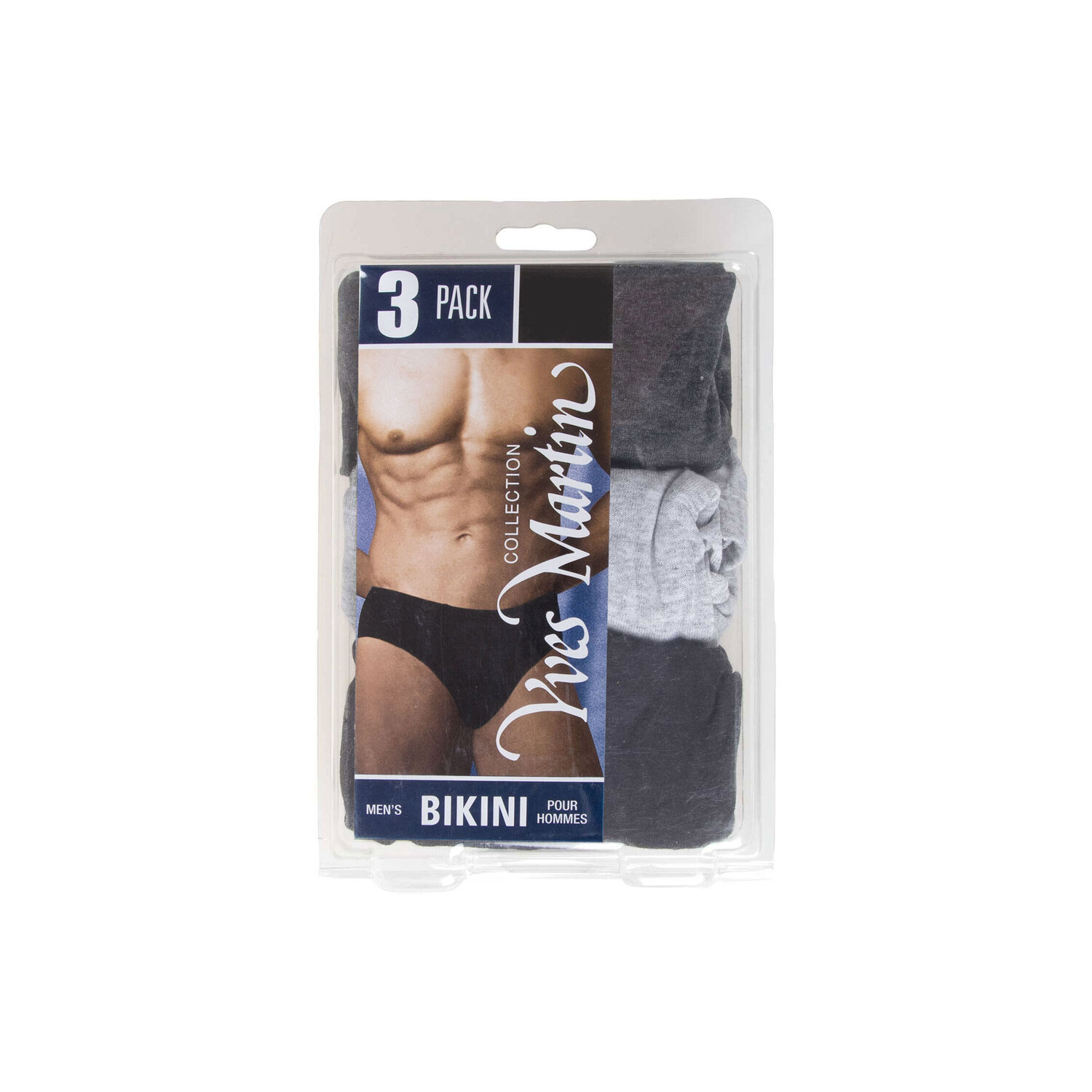 Yves Martin - Men's solid bikini briefs, pk of 3 - Plus Size. Size: 1xl