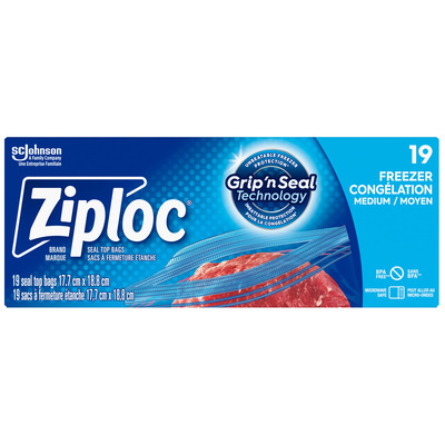 Ziploc - Sac refermable pour cong&eacute;lateur, Paq. de 19