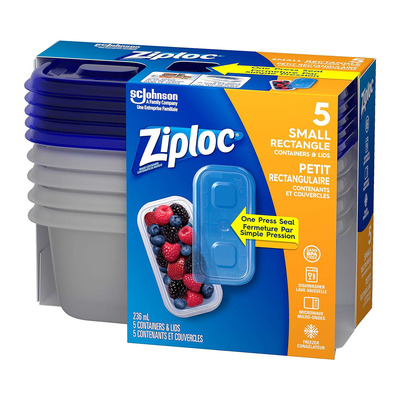 Ziploc - Small rectangle containers and lids, pk. of 5