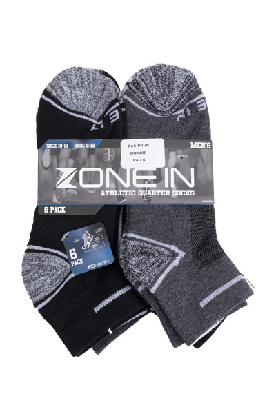 Zone In - Low-cut athletic quarter socks - 6 pairs
